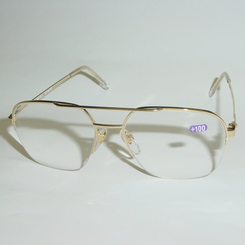 (NWT) Vintage 90's Square Metal Double Bridge Reading Glasses +3.00